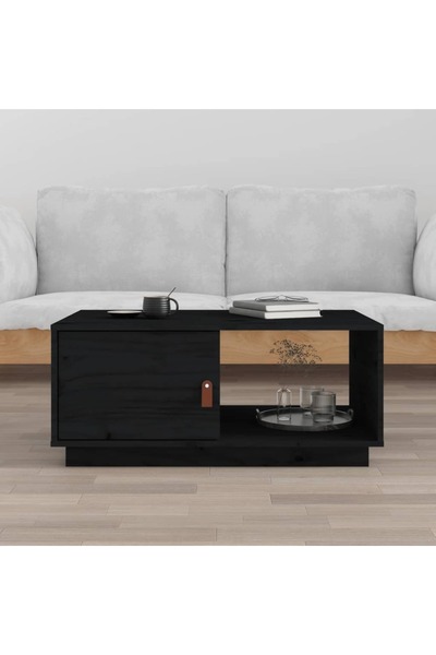 Concept Masă de cafea, neagră, 80x50x35 cm, lemn masiv de pin