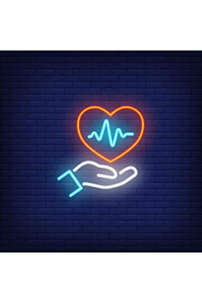 Slasa لوحة نيون على شكل قلب يدوي، مقاس 49 × 29 سم، بقاعدة أكريليك 6 مم