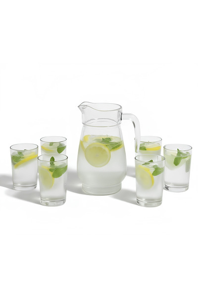 Bister ابريق ماء من زجاج 1.4لتر +6 كاسات شرب سعة 227مل