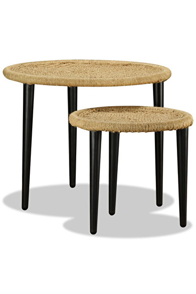 Concept Σετ τραπεζάκι σαλονιού, 2 τεμ., από γιούτα
