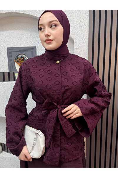 ENSA TESETTUR طقم إيزابيل باللون الأحمر الداكن