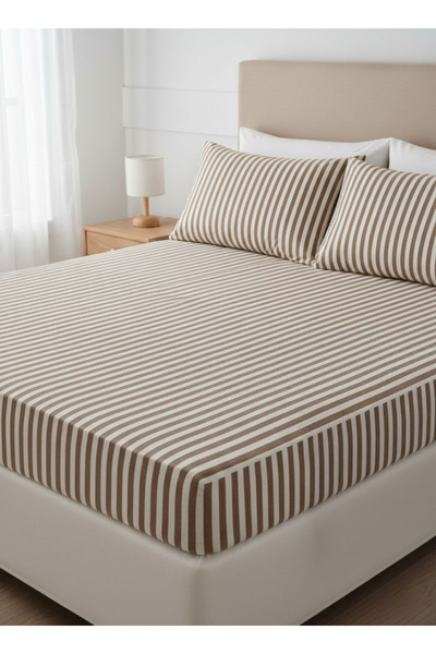 The Lycos "Striped" Single Bed Sheet Set, Cotton