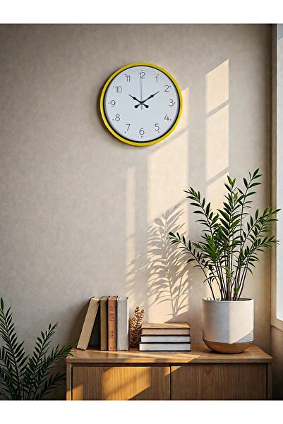 Lunaev ساعة حائط صفراء قياسية مقاس 36 سم