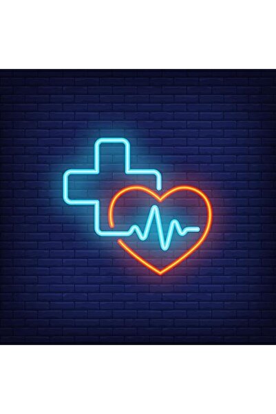 Slasa Premium Heart Cross Cardiogram Neon Sign 40x40 cm with 6mm Acrylic Base...