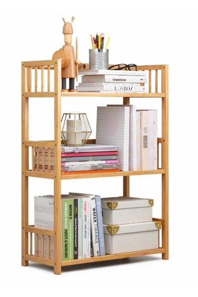 BASE Living room library bookshelf made of bamboo wood 3 shelves 60 x 25 x 78cm