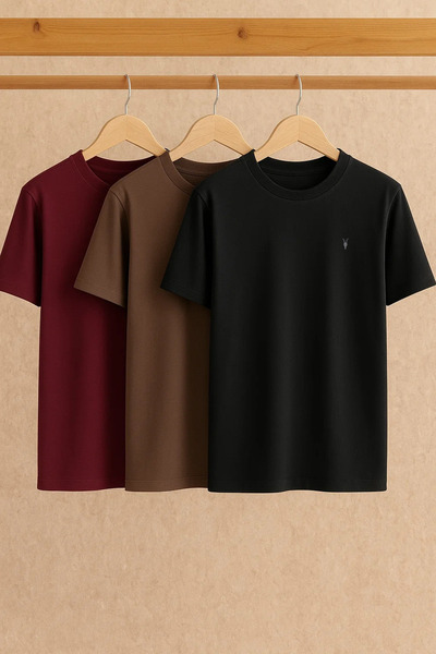 COMBİNE MİCHAİL Ανδρικό μπλουζάκι Comfort Crew Neck Loose 3 τεμαχίων