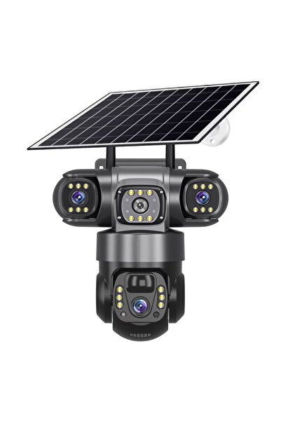 HA Triple video surveillance camera with solar panel and 4G SIM card 6MP Full HD