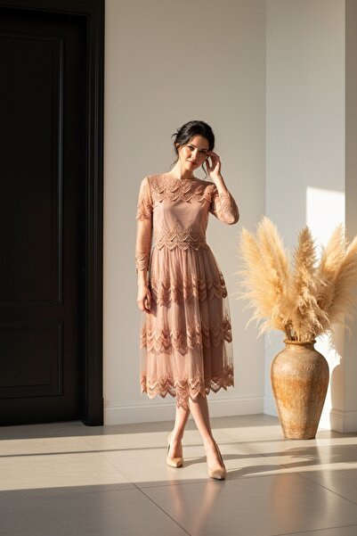 Narcisse ROCHIE ELEGANTA DANTELA ROZ PUDRA