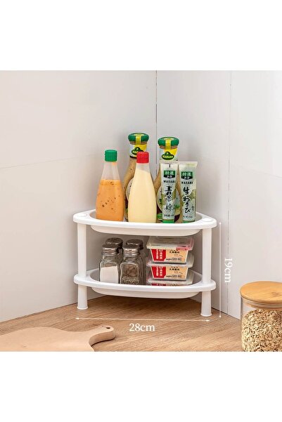 Thirty Three Design Corner shelf, white plastic, 2 shelves, 28x22x19 cm
