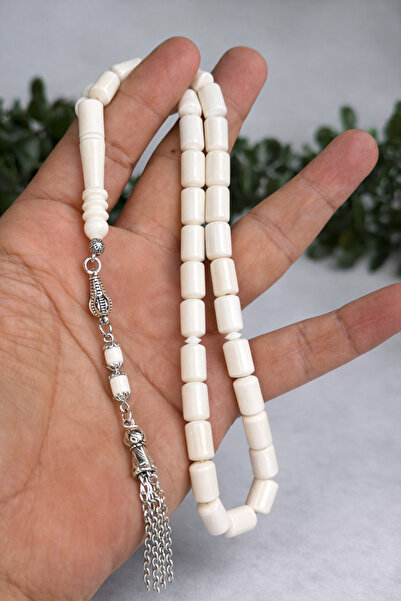 vevasilver Deve Kemiği Tesbih ,püskül Usta işi Rhodium kaplama