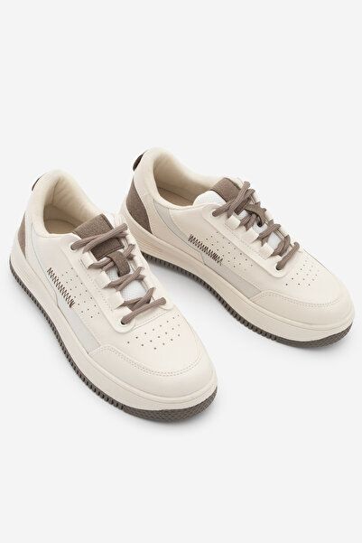 Marjin Women's Sneaker High Sole Sports Shoes Loske Ecru