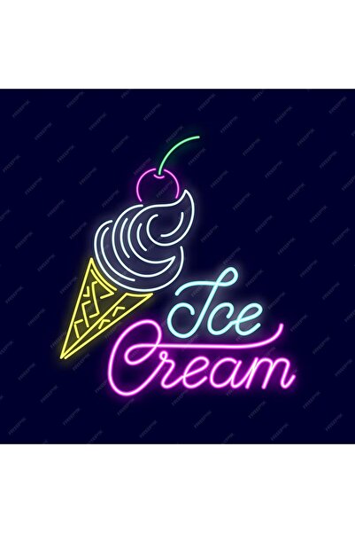 Slasa Ice Cream Neon Wall Art 60x55 cm with 6 mm Acrylic Base