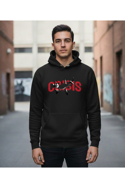 Eritqaa هودي مكتوب عليه CRISIS للجنسين بتصميم ستريت ستايل مع قلنسوة