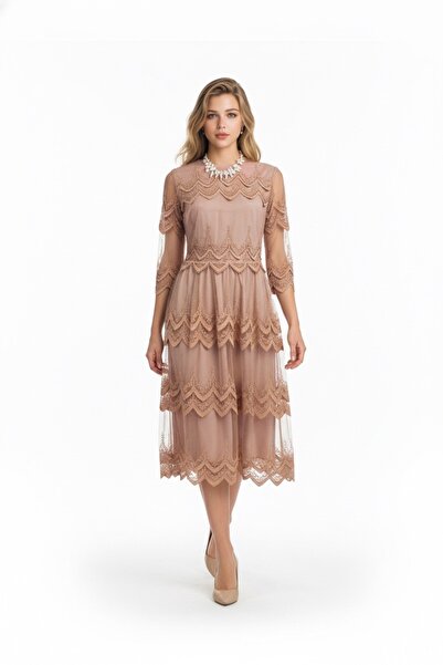 Narcisse ROCHIE ELEGANTA DANTELA ROZ PUDRA