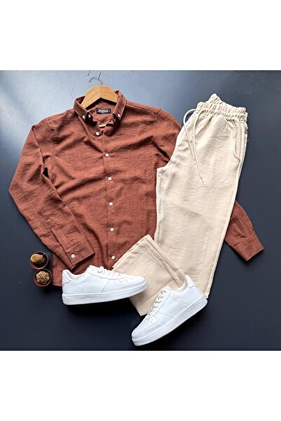 giyimadam16 Men's Linen Shirt Pants Set