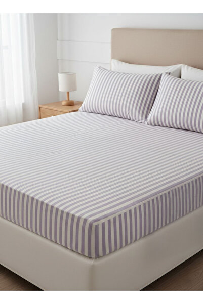 The Lycos "Striped" King Size Bed Sheet Set, Cotton