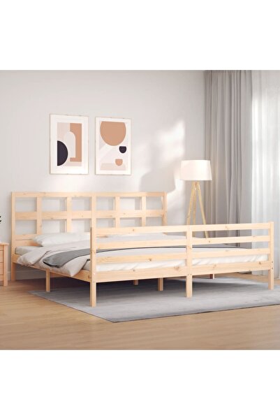 Concept Cadru de pat cu tăblie 200x200 cm, lemn masiv de pin