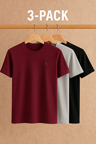 COMBİNE MİCHAİL Erkek Comfort Bisiklet Yaka Bol 3 Lü Tişört