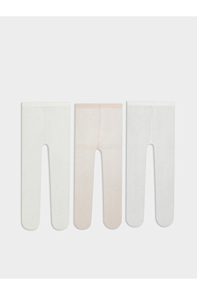 LC Waikiki Nevavm Farkıyla Lcw Baby White Baby Girl Thin Pantyhose 3-Piece