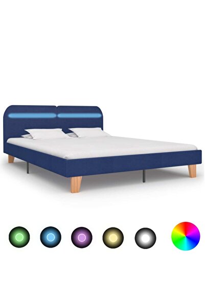 Concept Σκελετός κρεβατιού με LED, μπλε, 160x200 cm, ύφασμα