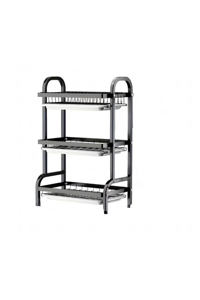 BASE Foldable dish drainer on 3 levels, stainless steel plate dryer stand