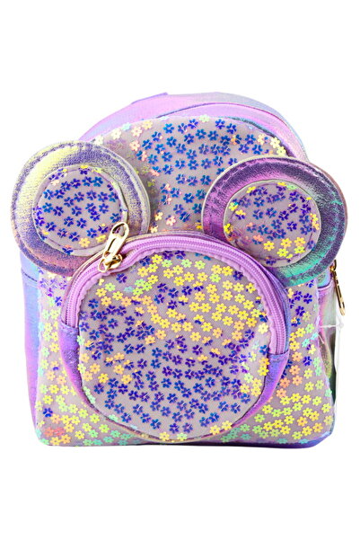 LEAN Children's Backpack with Sequins, Mouse Ears, Purple, 22 cm, 3 l