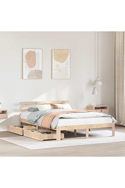 Concept Cadru de pat cu sertare, 120x200 cm, lemn masiv de pin