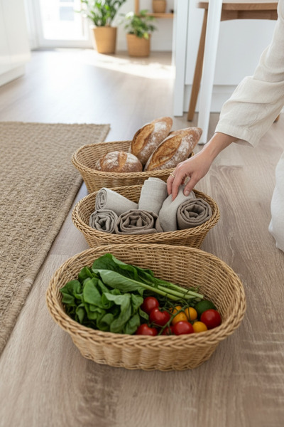 zezedesing Σετ Καλάθια Πολλαπλών Χρήσεων από Φυσική Ψάθα (3 τεμάχια) / Σετ Κα...