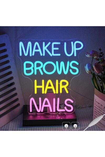 Slasa Makeup Studio Neon LED Sign 35x30 cm with 6mm Acrylic Base Multicolor W...
