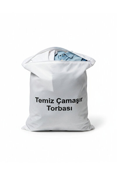 ELMAS TOUCH Premium Fermuarlı Temiz Çamaşır Torbası - Beyaz Valiz İçi Düzenle...