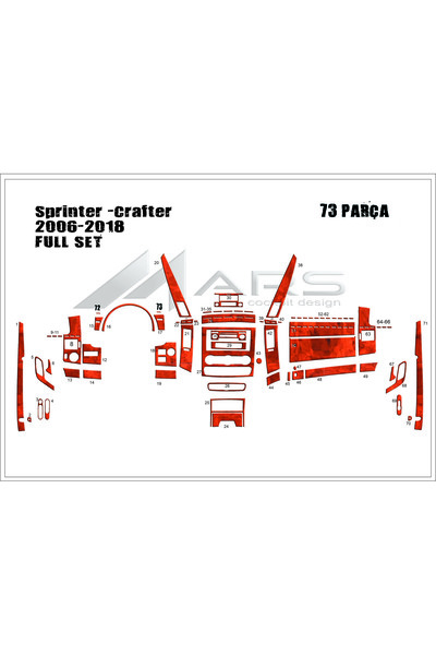 Marscockpitdesign غطاء كونسول توربيدو لمرسيدس سبرينتر-كرافتر 2006-2018 73 قطعة
