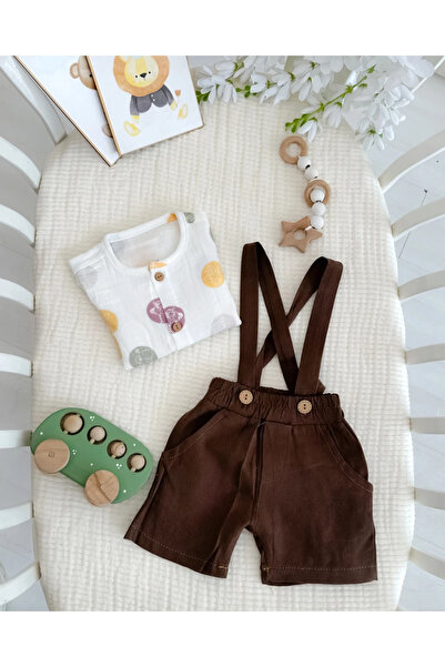 hümabebe قميص من الموسلين بنقشة النمر مع شورت صيفي، طقم مكون من قطعتين