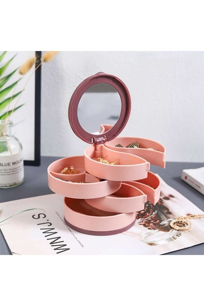 Thirty Three Design Jewelry organizer with foldable mirror, pink and purple p...