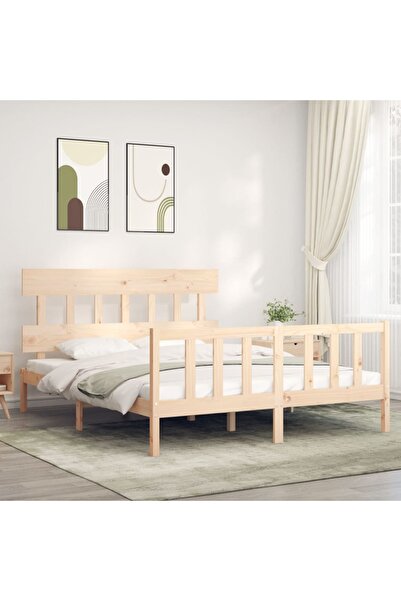 Concept Cadru de pat cu tăblie, 160x200 cm, lemn masiv