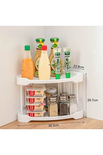 Thirty Three Design Etajeră plastic alb, de colț, 2 rafturi, 22.8x22.8x20.7 cm