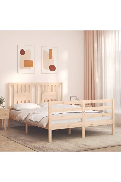 Concept Cadru de pat de 1,2 m cu tăblie, pentru două persoane mic, lemn masiv