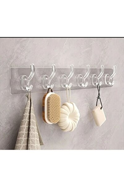 Lumindra 2 Lİ Kendinden Yapışkanlı Güçlü 6 LI Şeffaf Askılık-banyo-mutfak-kap...