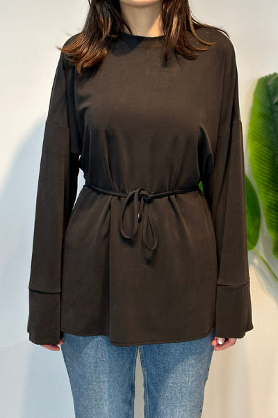 Lale Butik Cotton Blouse Tunic 7465 Black