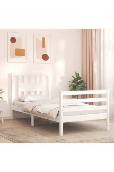 Concept Cadru de pat cu tăblie, alb, 90x200 cm, lemn masiv