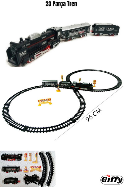 Saule Oyuncak 23 Parça Işıklı Klasik Tren Seti 96 Cm 3 Farklı Ray Modeli Pill...