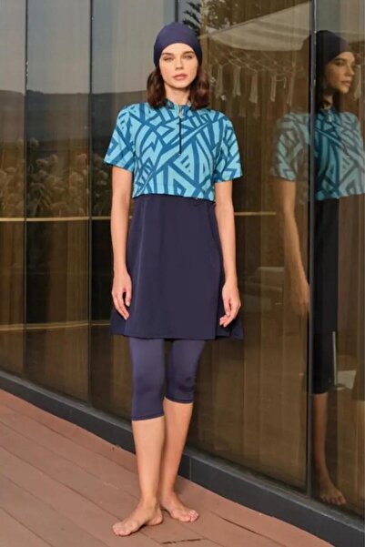 TESMAY Sportsman Lycra Quick Dry Fabric Short Sleeve Tights Swimsuit 3417