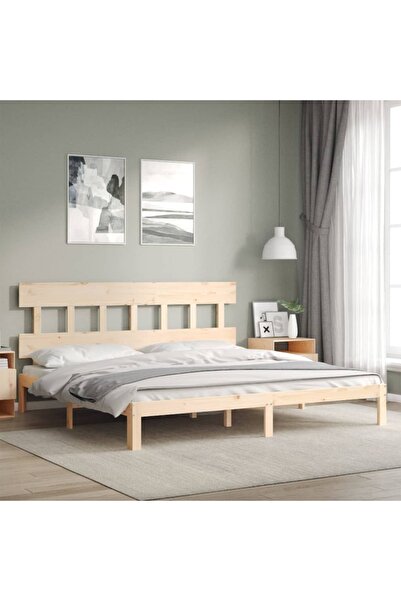 Concept Cadru de pat Super King de 1,83 m cu tăblie, lemn masiv