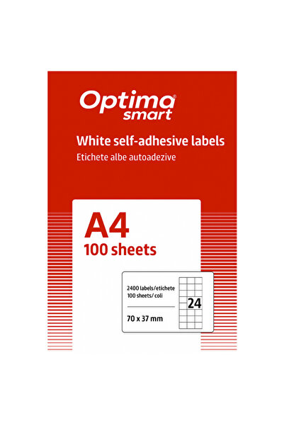 Optima Etichete inteligente autoadezive albe 24/A4, 70 x 37 mm, 100 coli/part...