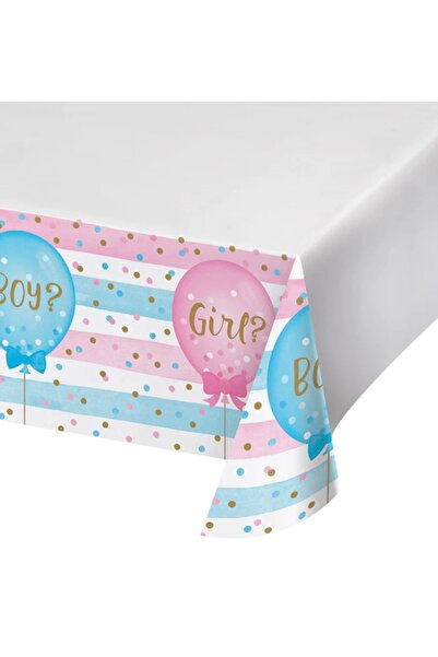 Creative Converting Gender Reveal Balloons Plastic Tablecover 54"x102" 1Ct