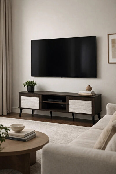 MARIA HOMES Modern 180cm TV Unit Media Stand with Shelves and Cupboards Styli...