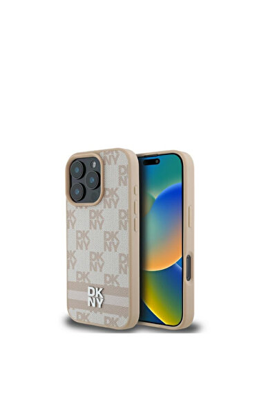 Dkny Husa Originala Pentru iPhone 16 Pro Max Leather Hardcase Checkered Patte...