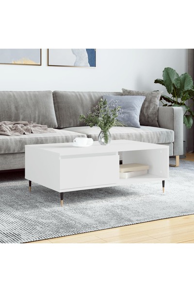 Concept Masă de cafea, albă, 90x60x35 cm, lemn compozit