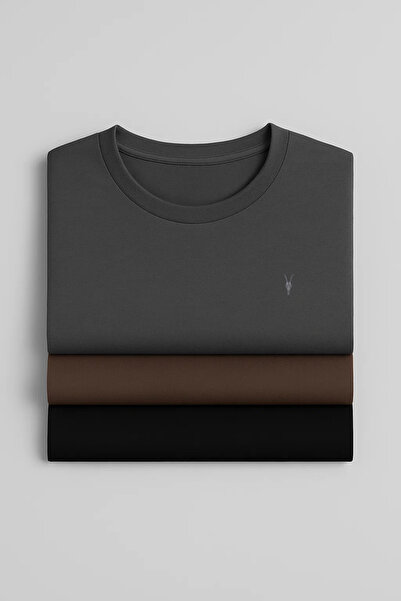 COMBİNE MİCHAİL Ανδρικό μπλουζάκι 3 τεμαχίων με λαιμόκοψη ποδηλάτου σε χαλαρή...