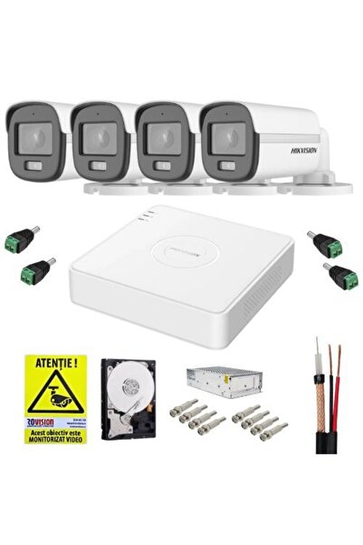 Hikvision Intelligent Surveillance System, 4 Cameras 5MP 3K, ColorVu, Microph...