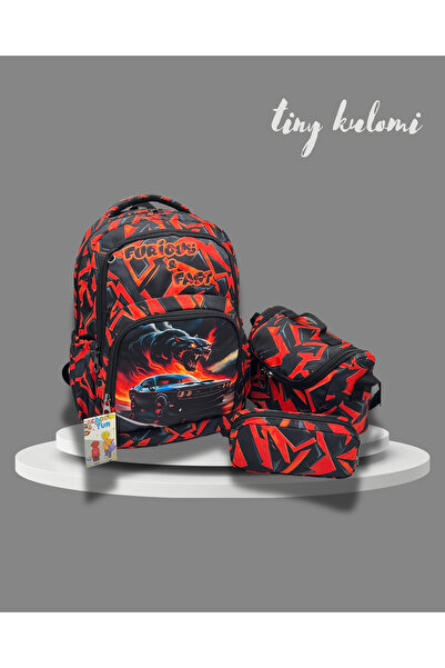 Tiny Kulomi حقيبة ظهر مدرسية بنمط سيارة، مجموعة من 3 حقائب ظهر للمدرسة الابتد...